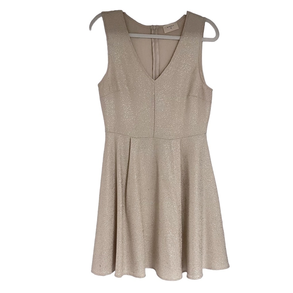 Everly Gold Shimmer V-Neck Sleeveless Mini Dress Size Large
